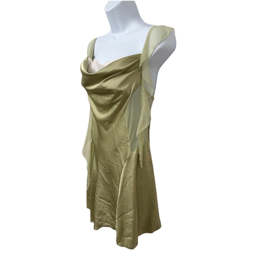 Whimsical Lace Trim Ruffle Satin Fairy Slip Dress L Feminine Delicate